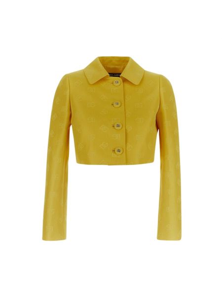 Pikowana kurtka skórzana Dolce And Gabbana żółta