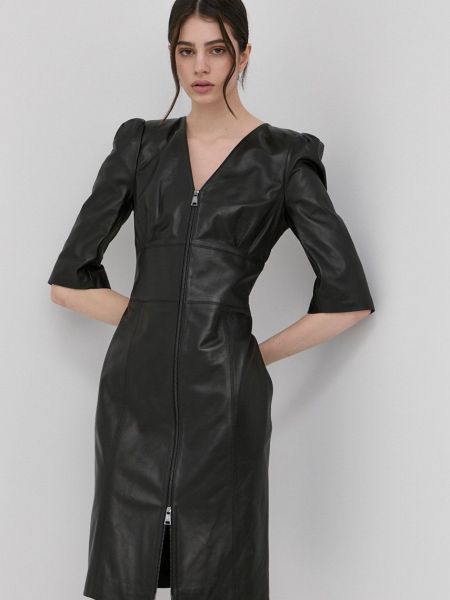 Шкіряне плаття міні Karl Lagerfeld, чорне