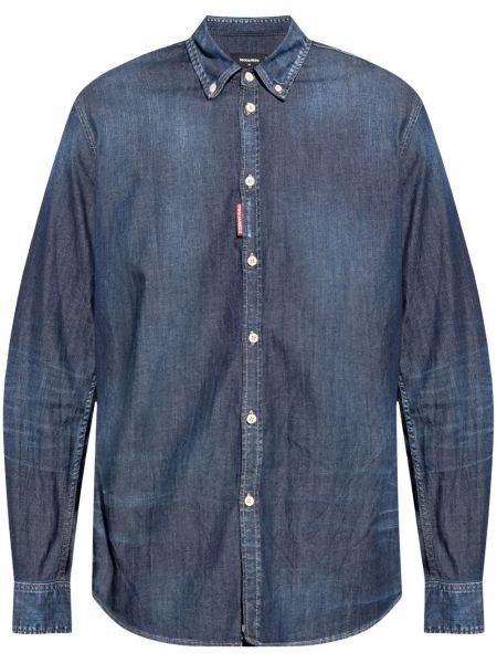 Péřová džínová košile s límečkem s knoflíky Dsquared2 modrá