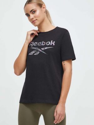 Памучна тениска Reebok черно
