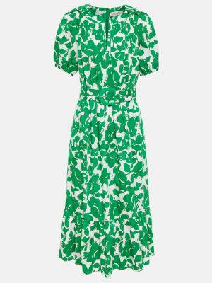 Květinové bavlněné midi šaty s potiskem Diane Von Furstenberg - zelená