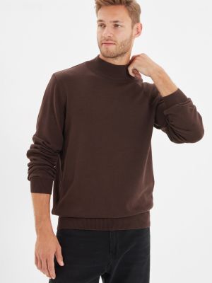 Пуловер slim Trendyol кафяво