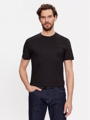 Bavlnené priliehavé tričko Calvin Klein čierna