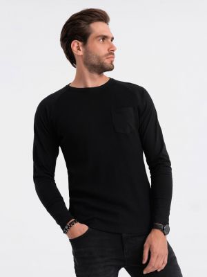 Tričko s dlouhým rukávem Ombre Clothing černé