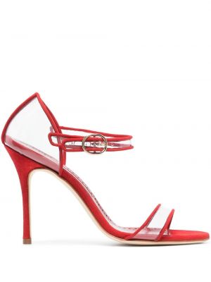 Semišové sandále Manolo Blahnik červená