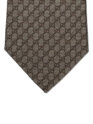 Hedvábná vlněná kravata Gucci hnědá