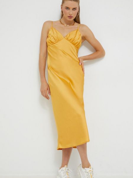 Sukienka midi Abercrombie & Fitch pomarańczowa