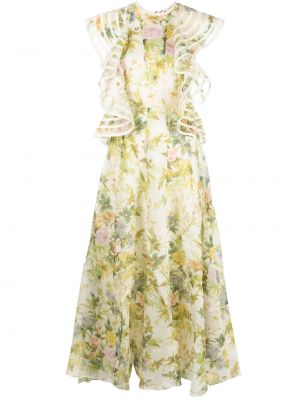 Вечерна рокля на цветя с принт с волани Alemais