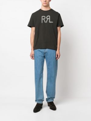 Kokvilnas t-krekls ar apdruku Ralph Lauren Rrl melns