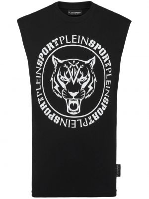 Bavlnená košeľa s potlačou Plein Sport čierna