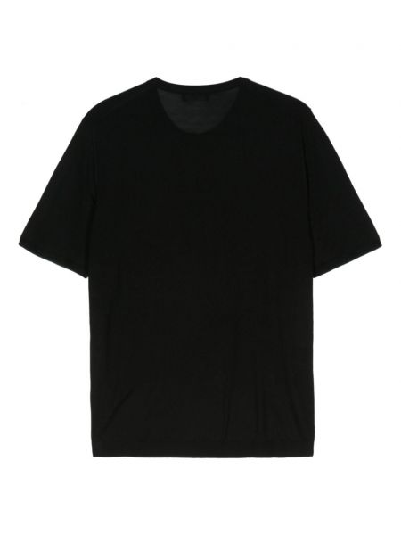 Pletené hedvábné tričko Roberto Collina černé