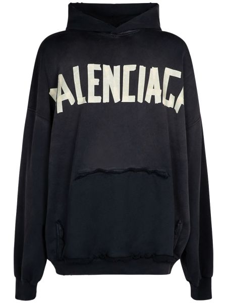 Hoodie i bomull Balenciaga svart