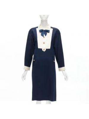 Vestido de lana Chanel Vintage azul