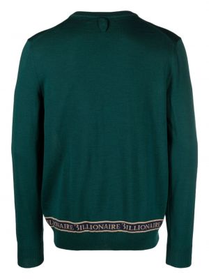 Hedvábný vlněný svetr s výšivkou Billionaire zelený
