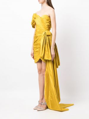Hedvábné koktejlové šaty Oscar De La Renta žluté