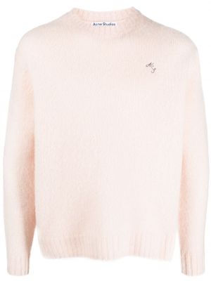 Vlněný svetr s kulatým výstřihem Acne Studios růžový