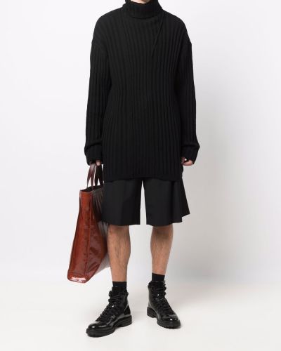 Jersey cuello alto de punto con cuello alto de tela jersey Yohji Yamamoto negro