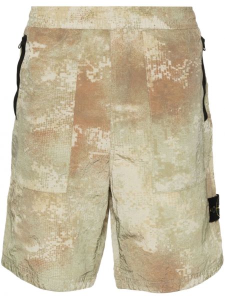 Kratke hlače s potiskom z abstraktnimi vzorci Stone Island zelena