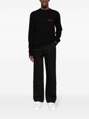 Sweter bawełniany z nadrukiem Gr10k czarny