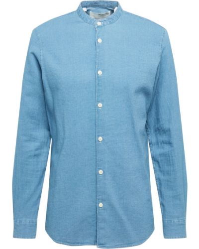 Rifľová košeľa Selected Homme - modrá