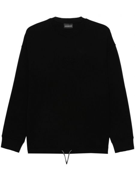 Langes sweatshirt mit stickerei Emporio Armani schwarz
