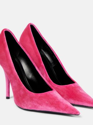 Бархатные туфли Balenciaga розовые