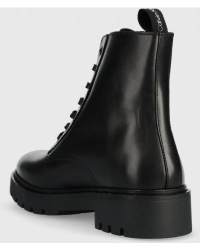 Kožené kotníkové boty na zip Calvin Klein Jeans černé