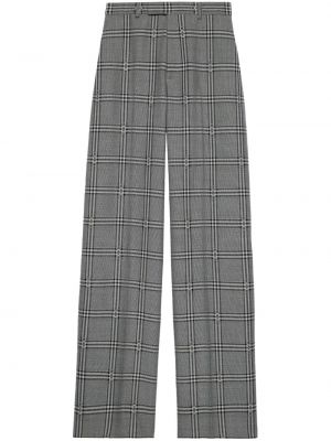 Kostkované vlněné kalhoty Gucci šedé