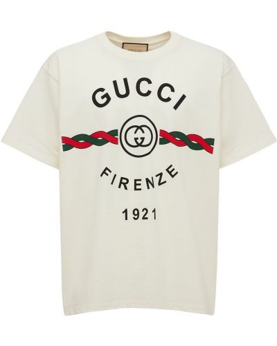 Pamučna majica od jersey oversized Gucci bijela