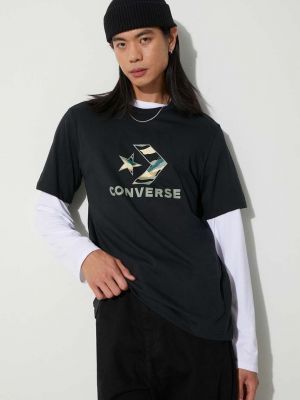 Koszulka bawełniana z nadrukiem Converse zielona