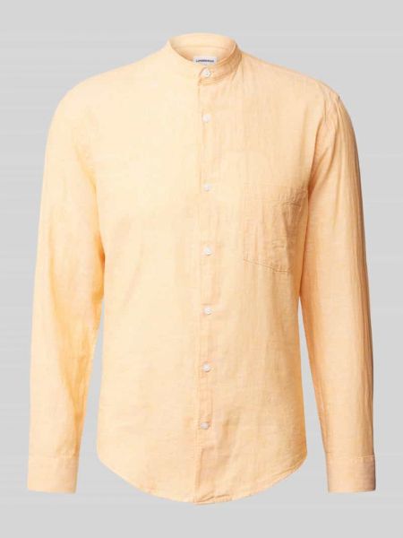 Lniana koszula slim fit Lindbergh pomarańczowa