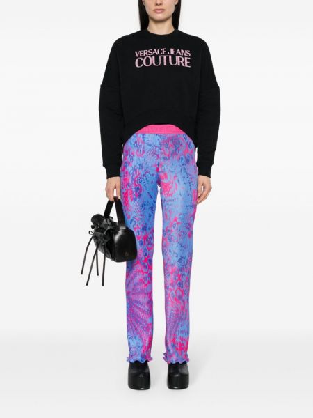 Plisované rovné kalhoty s potiskem Versace Jeans Couture
