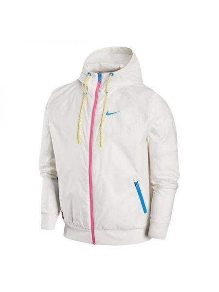 Белая плетеная ветровка с капюшоном Nike