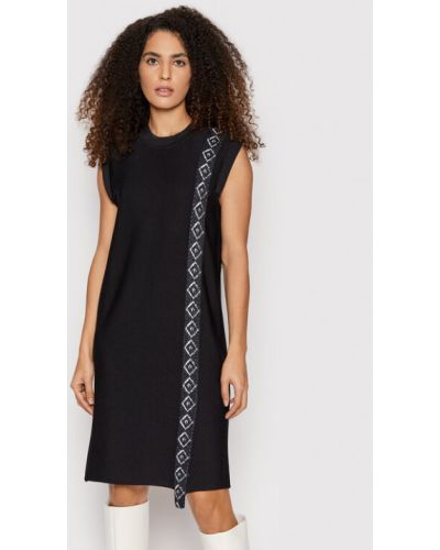 Liviana Conti Rochie tricotată F2SA70 Negru Regular Fit