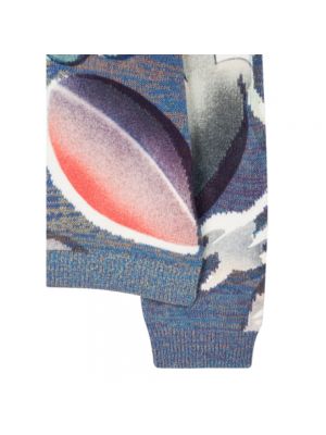 Dzianinowy sweter z okrągłym dekoltem Paul Smith niebieski