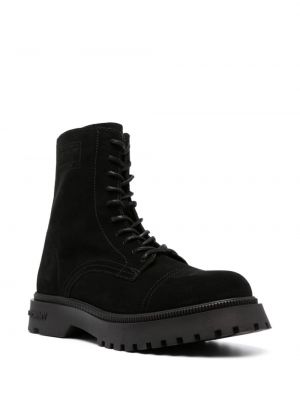 Nėriniuotos zomšinės auliniai batai su raišteliais Tommy Jeans juoda