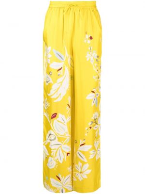 Květinové hedvábné kalhoty s potiskem Dorothee Schumacher žluté
