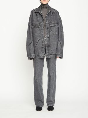 Bavlněná džínová bunda s kapsami Gauchere šedá
