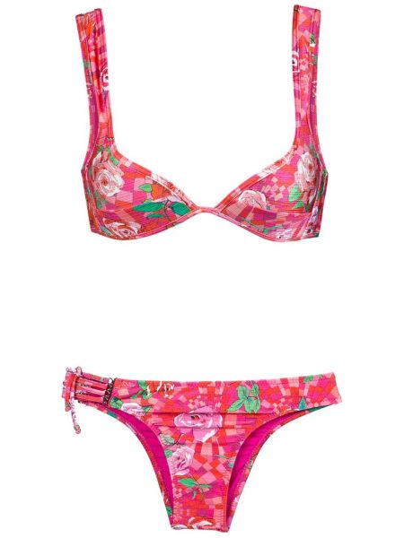 Bikini à fleurs à imprimé Amir Slama rose