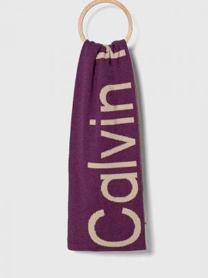 Шерстяной шарф Calvin Klein Jeans фиолетовый