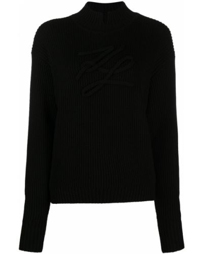 Jersey con bordado de tela jersey Karl Lagerfeld negro