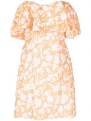 Obleka s cvetličnim vzorcem s potiskom z volani Bambah oranžna