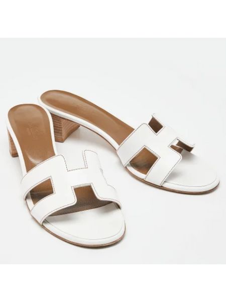 Retro sandalias de cuero Hermès Vintage blanco