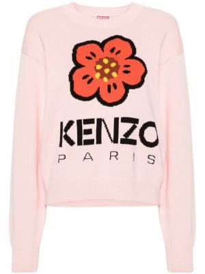 Пуловер на цветя Kenzo розово