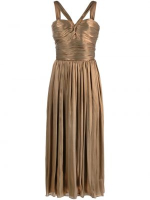 Sukienka midi plisowana z krepy Costarellos złota