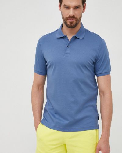 Памучна тениска с дълъг ръкав Calvin Klein синьо