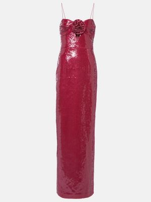 Rochie lunga cu model floral Rebecca Vallance roz