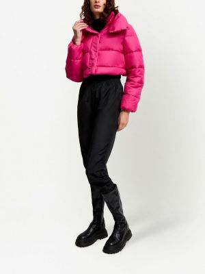 Péřová bunda s kožíškem Unreal Fur růžová