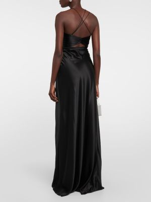 Asymetrické hedvábné saténové dlouhé šaty The Sei černé