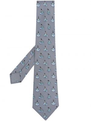 Копринена вратовръзка с принт Hermès